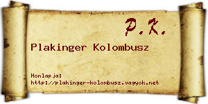 Plakinger Kolombusz névjegykártya